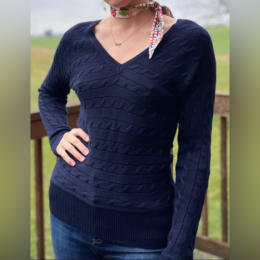 Lauren Ralph Lauren-Navy Blue Braided Sweater-like new